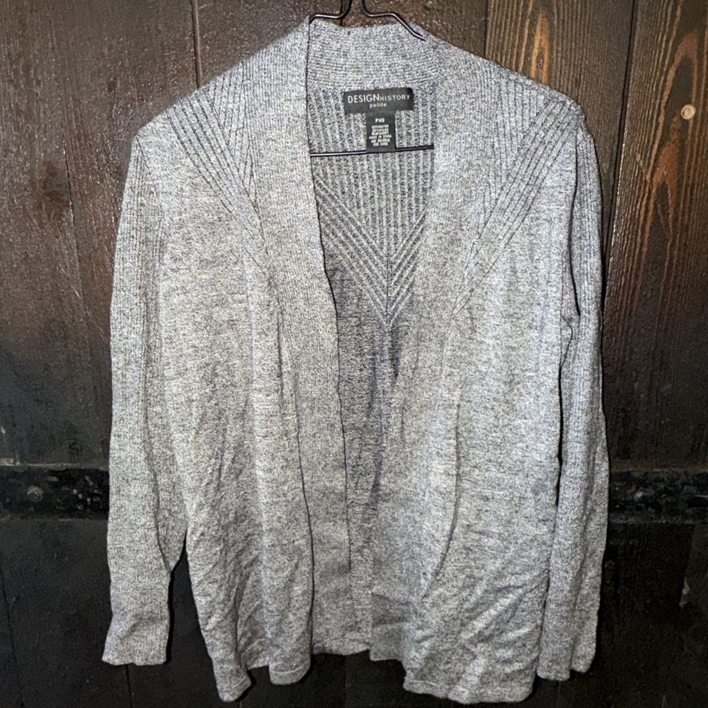 Design History Petite Women's Size PXS Grey Open Front Cardigan Sweater T